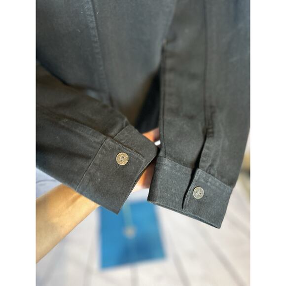 Chico’s Black Embroidered Sequin Jean Jacket Size 1 Beaded Floral Design - Picture 6 of 8